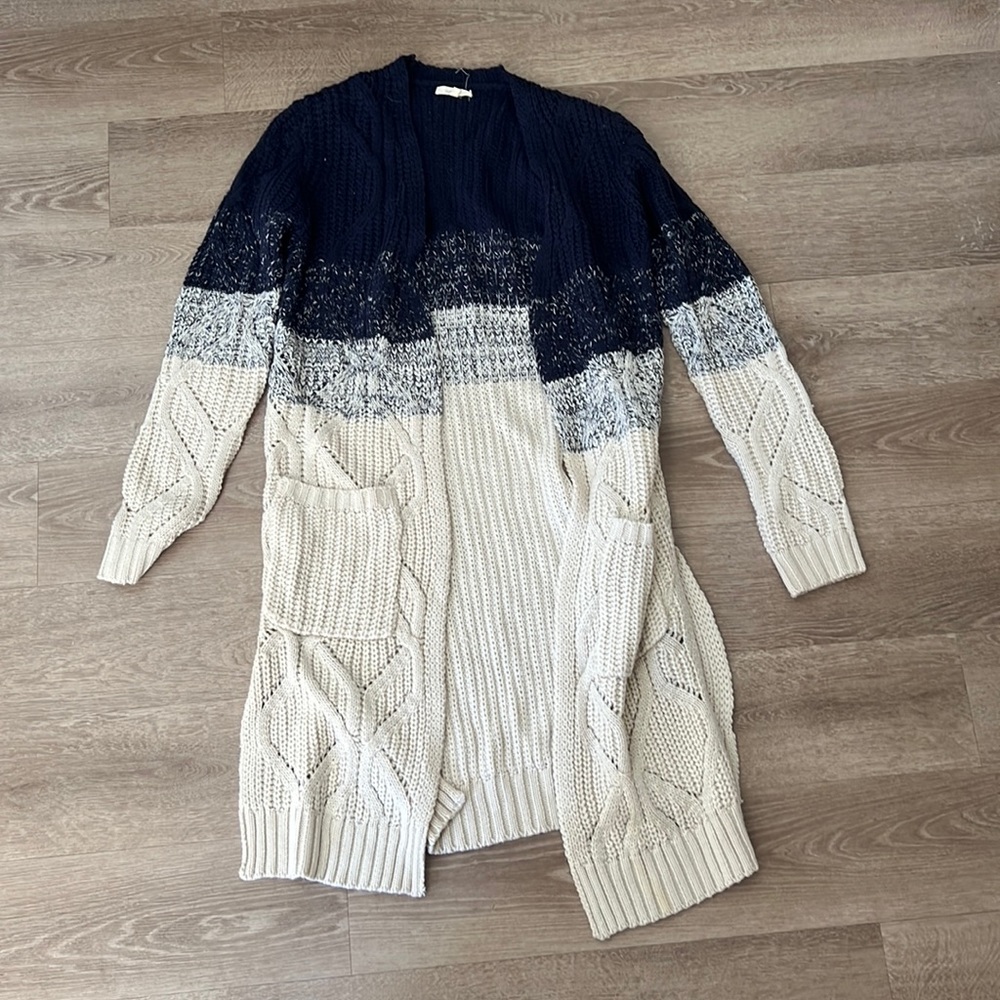Navy and cream cardigan